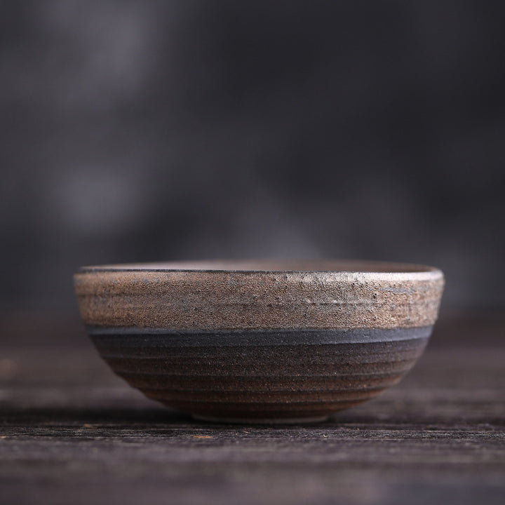 Buddha Stones Simple Brown Striped Texture Ceramic Teacup Kung Fu Tea Cup Bowl - Striped 8.3cm*3.5cm*90ml - image 13