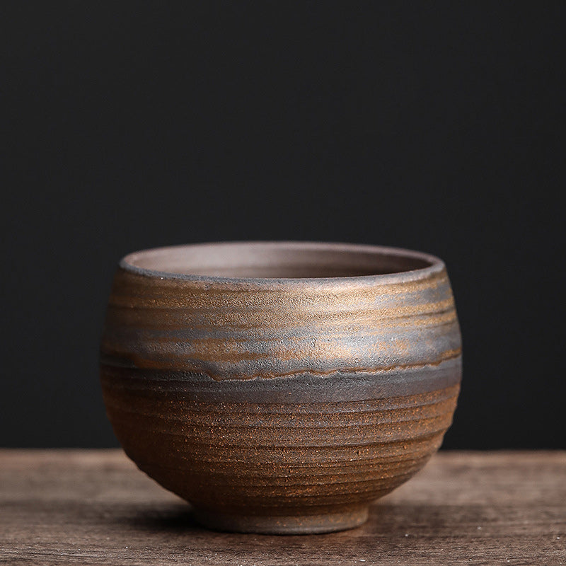 Buddha Stones Simple Brown Striped Texture Ceramic Teacup Kung Fu Tea Cup Bowl - Small Bowl 60ml - image 22