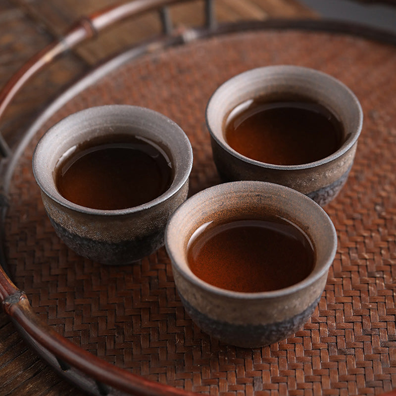 Buddha Stones Simple Brown Striped Texture Ceramic Teacup Kung Fu Tea Cup Bowl - image 4