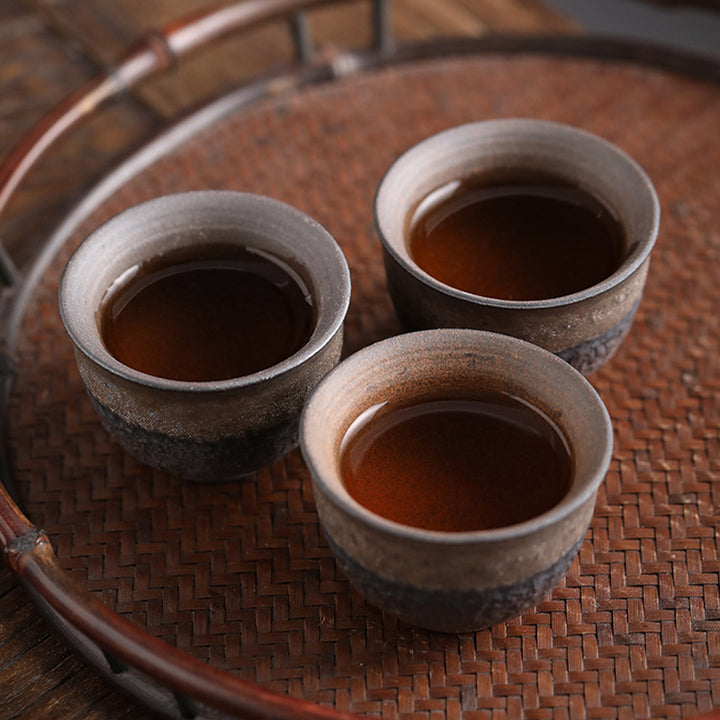 Buddha Stones Simple Brown Striped Texture Ceramic Teacup Kung Fu Tea Cup Bowl - image 4