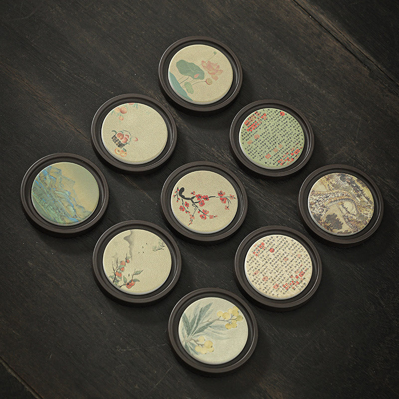 Buddha Stones Plum Blossom Peach Heart Sutra Loquat Magnolia Persimmon Ceramic Cup Mat Pad Coaster Kung Fu Tea Mat - image 1