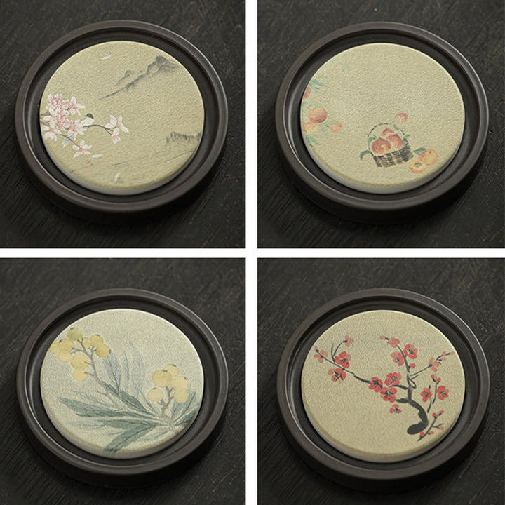 Buddha Stones Plum Blossom Peach Heart Sutra Loquat Magnolia Persimmon Ceramic Cup Mat Pad Coaster Kung Fu Tea Mat - image 21