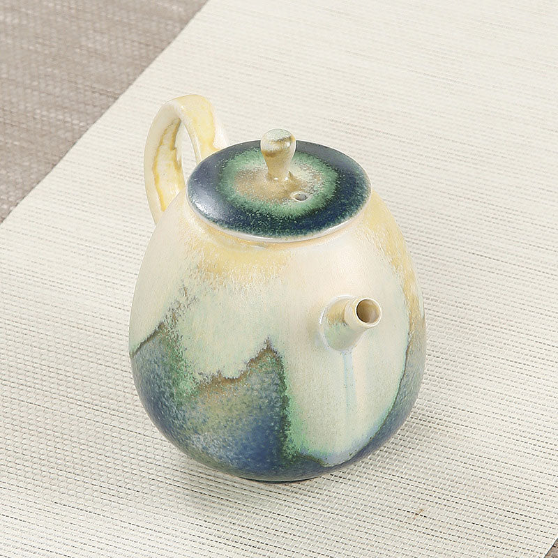 Buddha Stones Green Beige Chinese Gongfu Tea Ceramic Kung Fu Teapot 230ml - image 1