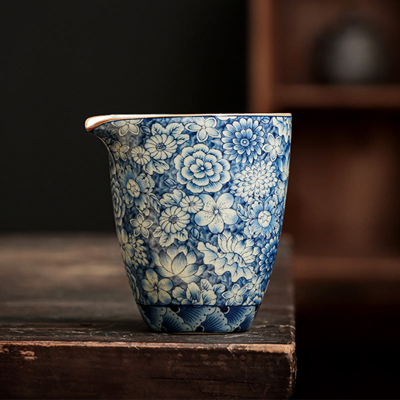 Buddha Stones Blue and White Porcelain Chinese Gongfu Tea Ceramic Kung Fu Teapot Cup Tea Filter Canister - Cup 8.5cm*8.5cm*190ml - image 16