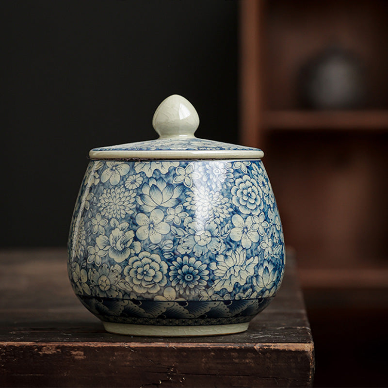 Buddha Stones Blue and White Porcelain Chinese Gongfu Tea Ceramic Kung Fu Teapot Cup Tea Filter Canister - Tea Canister 9.5cm*11cm*300ml - image 19