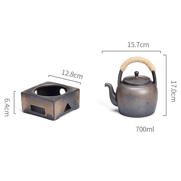 Buddha Stones Retro Brown Chinese Gongfu Tea Ceramic Kung Fu Teapot 700ml With Base - image 19