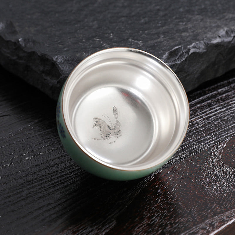Buddha Stones Butterfly Goldfish Lotus Koi Fish Ceramic Teacup Kung Fu Tea Cup 120ml - image 2