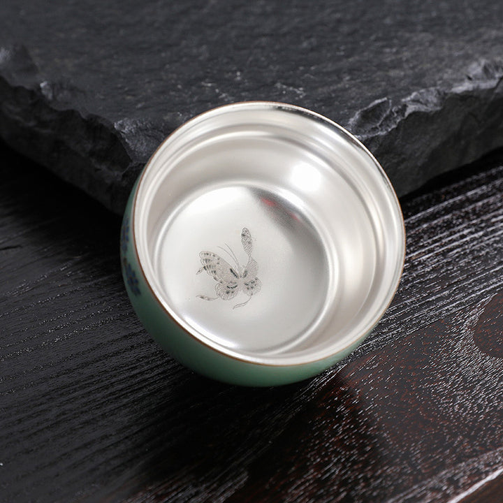 Buddha Stones Butterfly Goldfish Lotus Koi Fish Ceramic Teacup Kung Fu Tea Cup 120ml - image 2