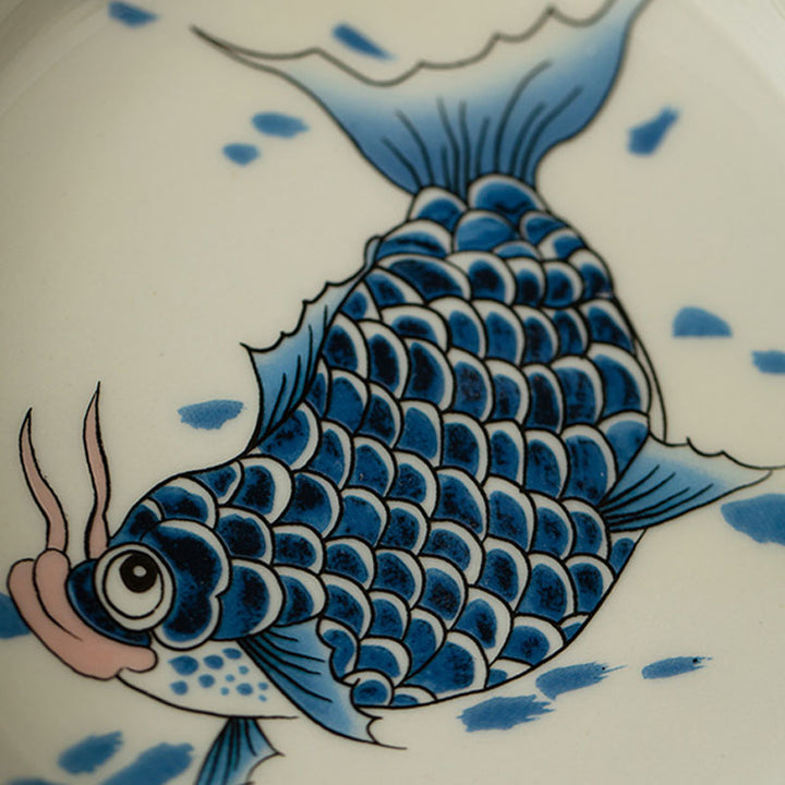 Buddha Stones Koi Fish Arowana Ceramic Gaiwan Sancai Teacup Kung Fu Tea Cup With Lid 130ml - image 21