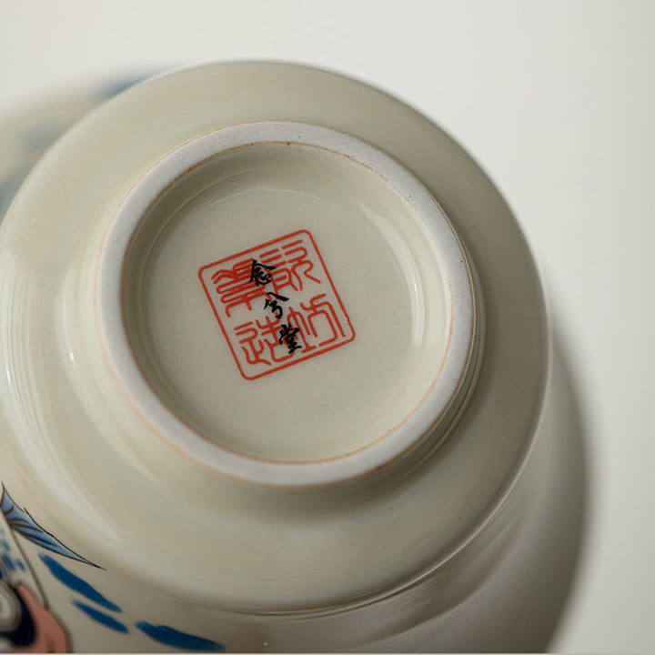 Buddha Stones Koi Fish Arowana Ceramic Gaiwan Sancai Teacup Kung Fu Tea Cup With Lid 130ml - image 22