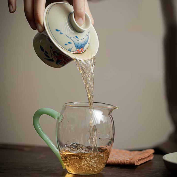 Buddha Stones Koi Fish Arowana Ceramic Gaiwan Sancai Teacup Kung Fu Tea Cup With Lid 130ml - image 10