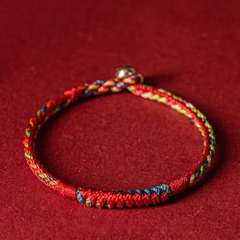 Buddha Stones Handmade Five Color Thread Protection Bracelet - 19cm for Weight Range (90-100 kg) - image 0