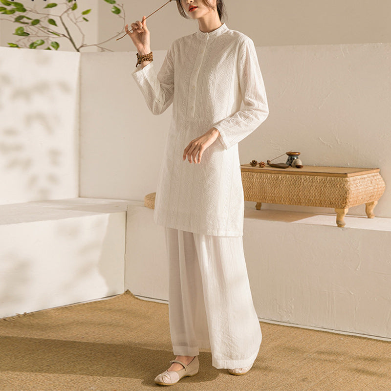 Buddha Stones 2Pcs Long Sleeve Yoga Clothing Meditation Clothing Top Pants Women's Set - image 1