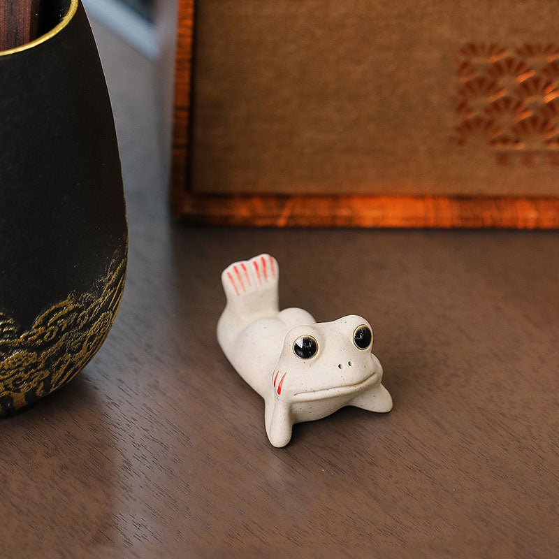 Buddha Stones Mini Small Praying Frog Ceramic Wealth Prosperity Home Tea Pet Figurine Decoration - Little Frog 5.5*3.5*3cm - image 3