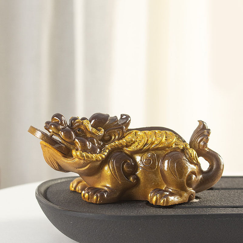 Buddha Stones Color Changing Small PiXiu Copper Coins Resin Tea Pet Wealth Home Figurine Decoration - image 6