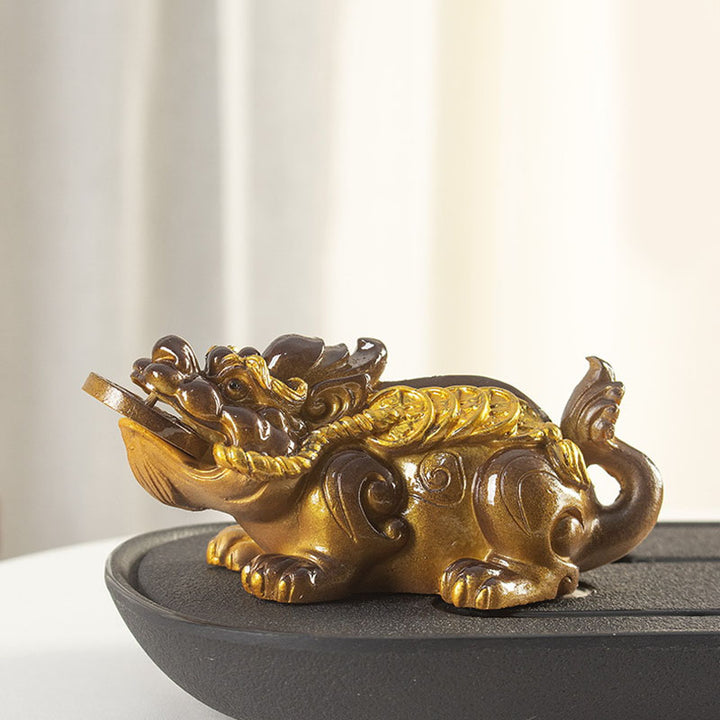 Buddha Stones Color Changing Small PiXiu Copper Coins Resin Tea Pet Wealth Home Figurine Decoration - image 6