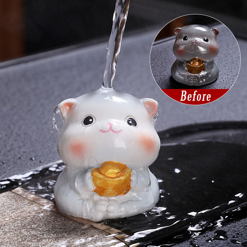 Buddha Stones Color Changing Cute Mini Cat Resin Tea Pet Wealth Home Figurine Decoration - Gray Cat - 5.3*4.8*5.1cm - image 20