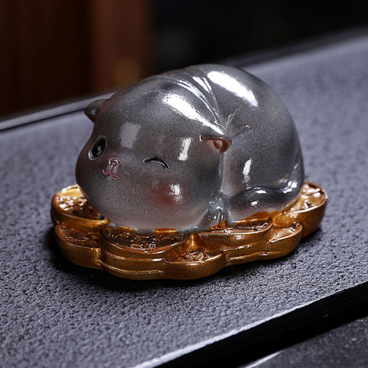 Buddha Stones Color Changing Cute Mini Cat Resin Tea Pet Wealth Home Figurine Decoration - image 16