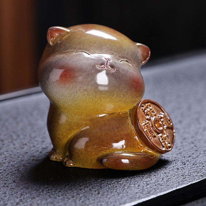 Buddha Stones Color Changing Cute Mini Cat Resin Tea Pet Wealth Home Figurine Decoration - image 8