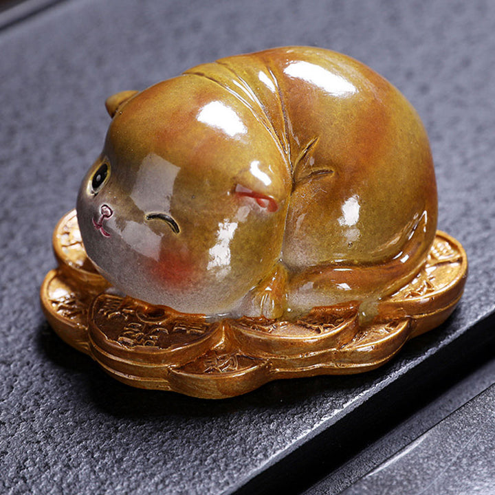 Buddha Stones Color Changing Cute Mini Cat Resin Tea Pet Wealth Home Figurine Decoration - image 5