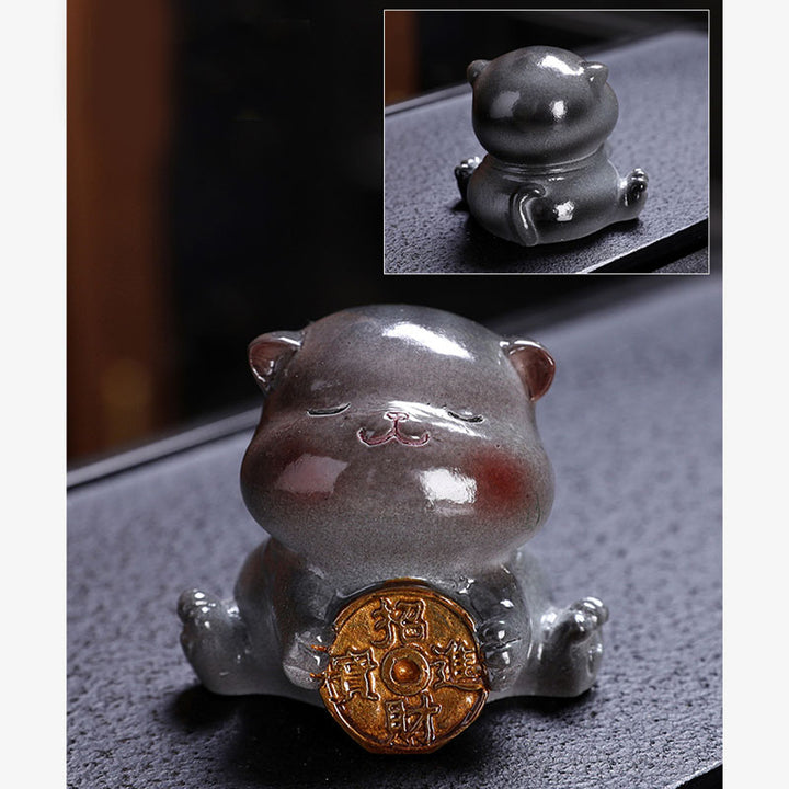 Buddha Stones Color Changing Cute Mini Cat Resin Tea Pet Wealth Home Figurine Decoration - image 14