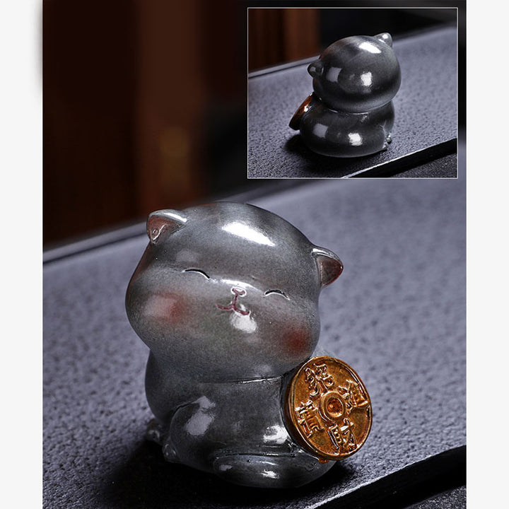 Buddha Stones Color Changing Cute Mini Cat Resin Tea Pet Wealth Home Figurine Decoration - image 19