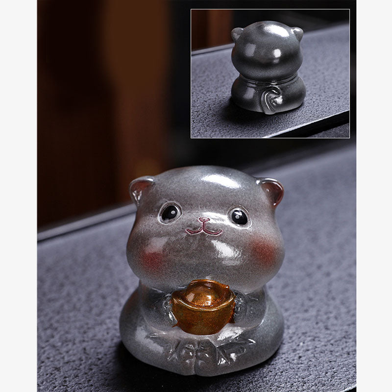 Buddha Stones Color Changing Cute Mini Cat Resin Tea Pet Wealth Home Figurine Decoration - image 21