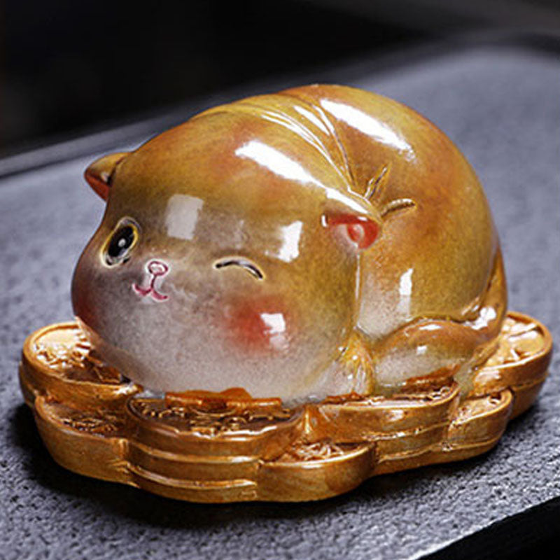 Buddha Stones Color Changing Cute Mini Cat Resin Tea Pet Wealth Home Figurine Decoration - image 4