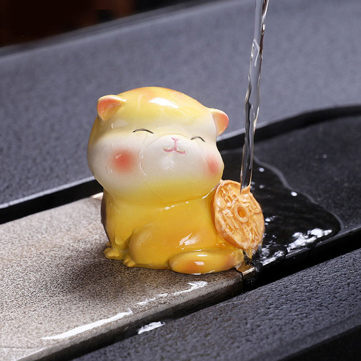 Buddha Stones Color Changing Cute Mini Cat Resin Tea Pet Wealth Home Figurine Decoration - image 9