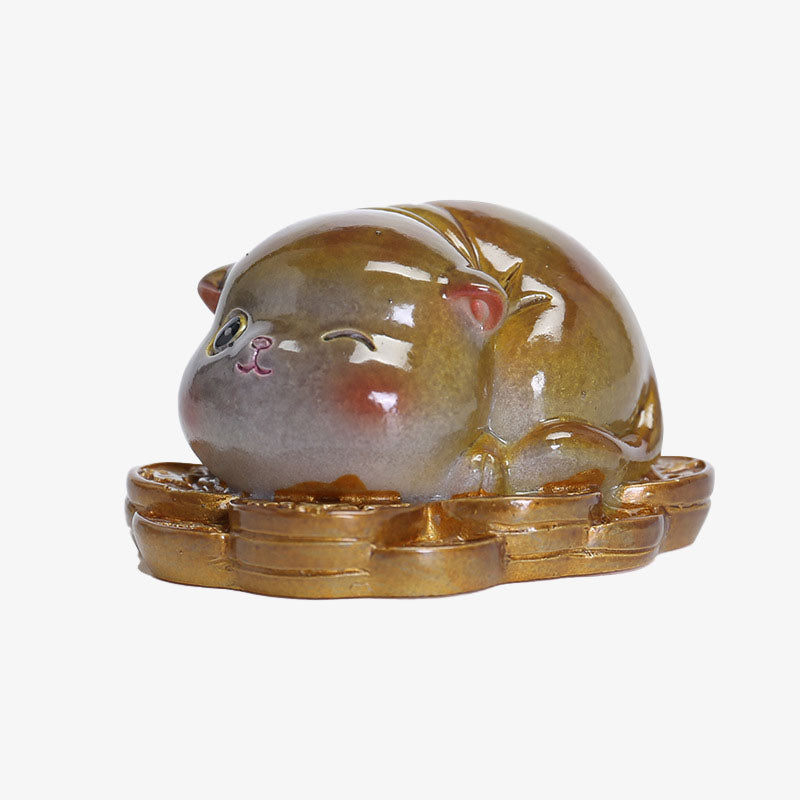 Buddha Stones Color Changing Cute Mini Cat Resin Tea Pet Wealth Home Figurine Decoration - image 6