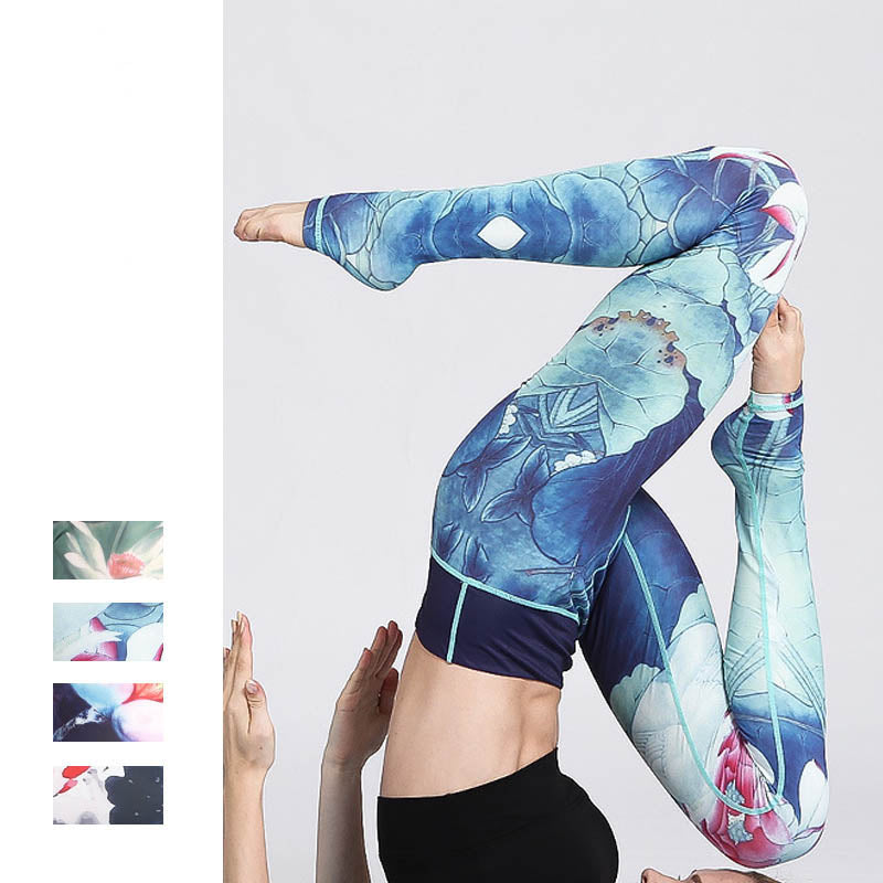 Buddha Stones Lotus Flower Print Design Pants Sports Fitness Yoga Leggings Women's Yoga Pants - image 20