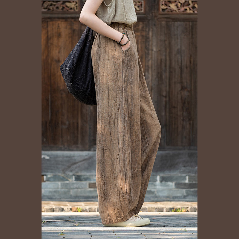 Buddha Stones Ramie Cotton Linen Pants Tie-dye Design Trousers Loose Zen Yoga Women's Pants with Pockets - image 4