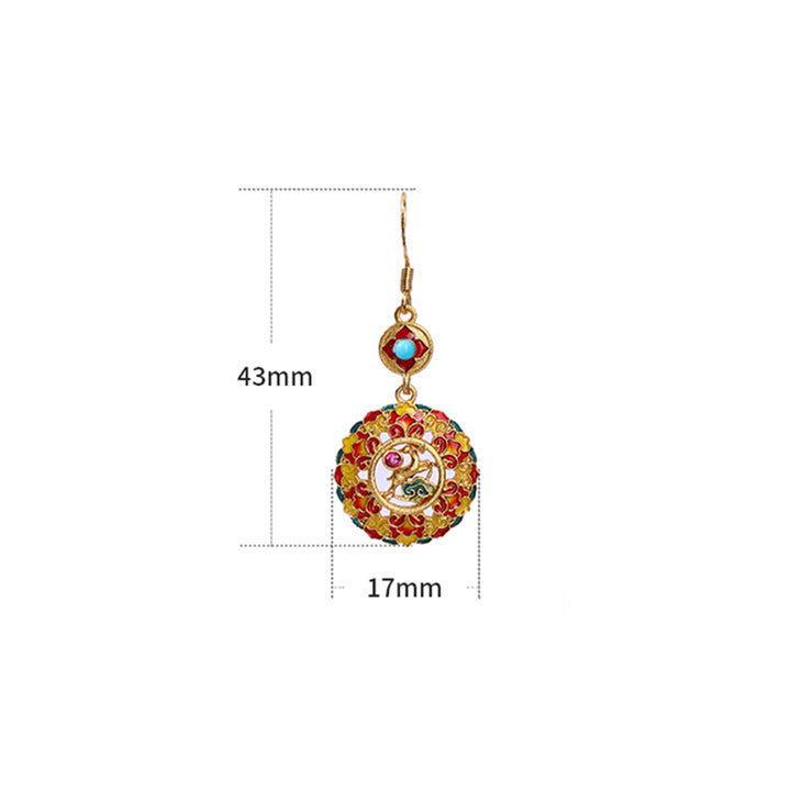 Buddha Stones 24K Gold Plated Dunhuang Color Elk Copper Balance Drop Earrings - image 3