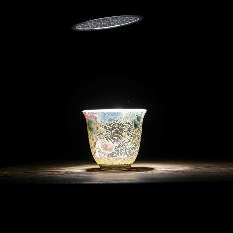 Buddha Stones Dragon Phoenix Flowers Ceramic Teacup Kung Fu Tea Cup 50ml - image 8