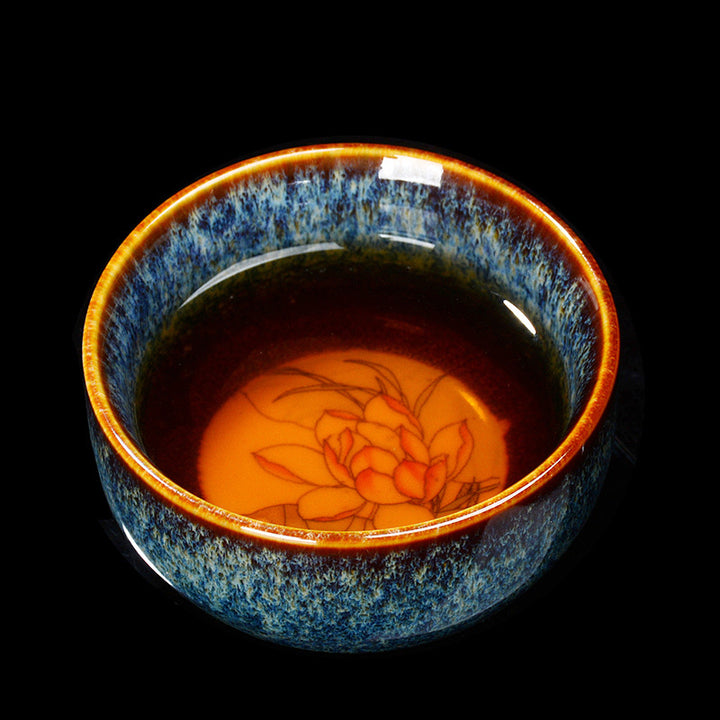 Buddha Stones Lotus Dragon Phoenix Koi Fish Chinese Jianzhan Ceramic Teacup Kung Fu Tea Cup 110ml - image 2