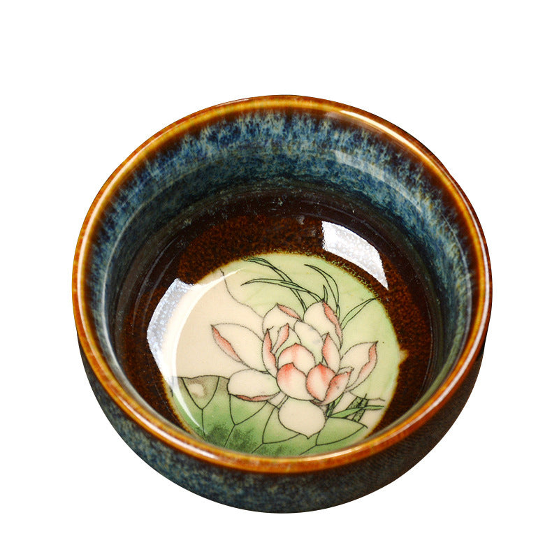 Buddha Stones Lotus Dragon Phoenix Koi Fish Chinese Jianzhan Ceramic Teacup Kung Fu Tea Cup 110ml - image 9