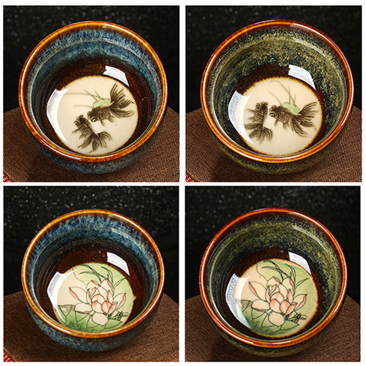 Buddha Stones Lotus Dragon Phoenix Koi Fish Chinese Jianzhan Ceramic Teacup Kung Fu Tea Cup 110ml - image 18