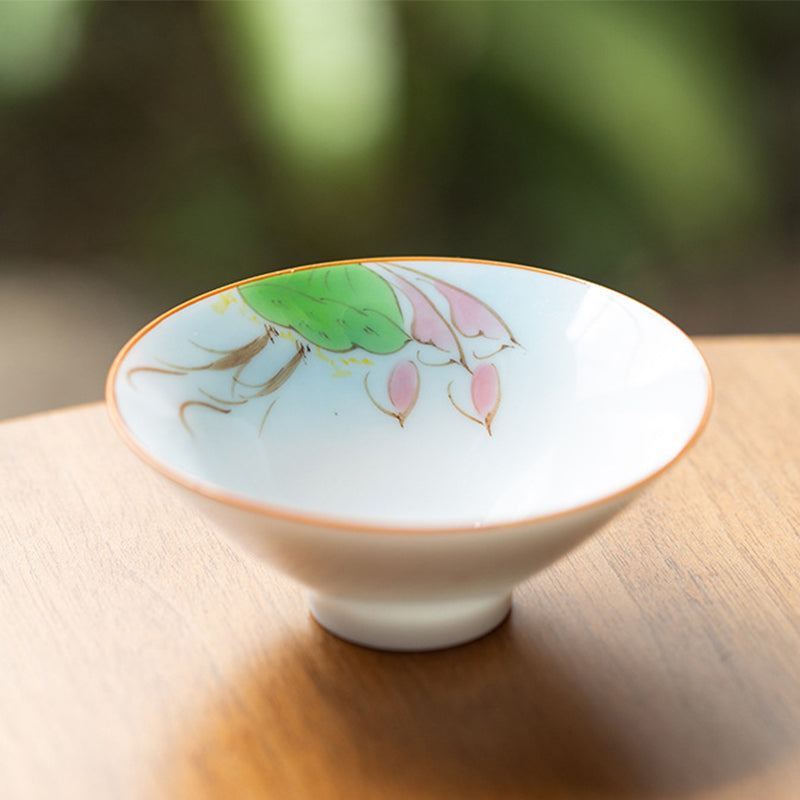 Buddha Stones Mandala Flower Koi Fish Lotus Bird Persimmons Teacup Kung Fu Tea Cup 50ml - Koi Fish Lotus 8.3cm*3.3cm*50ml - image 4