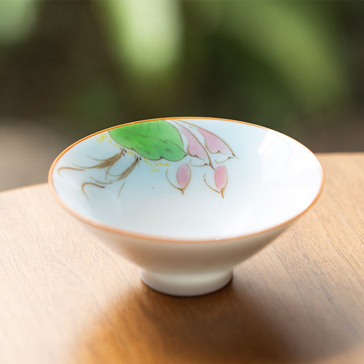 Buddha Stones Mandala Flower Koi Fish Lotus Bird Persimmons Teacup Kung Fu Tea Cup 50ml - Koi Fish Lotus 8.3cm*3.3cm*50ml - image 4