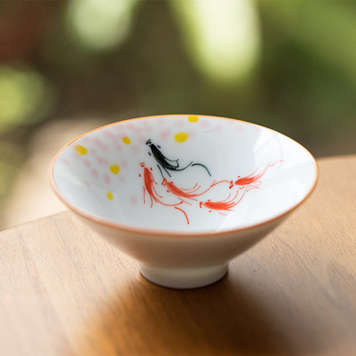 Buddha Stones Mandala Flower Koi Fish Lotus Bird Persimmons Teacup Kung Fu Tea Cup 50ml - Red Black Koi Fish 8.3cm*3.3cm*50ml - image 19