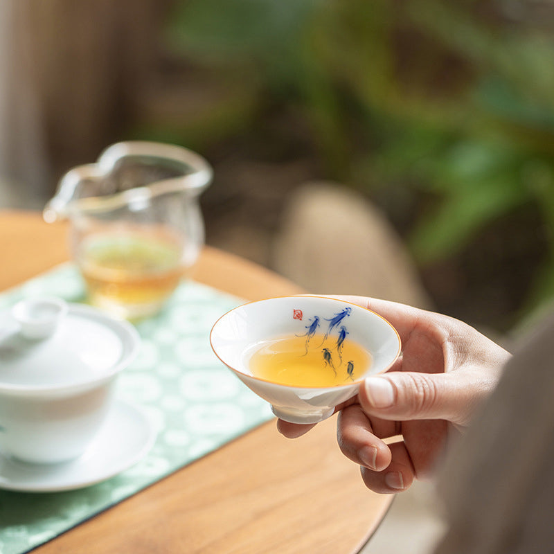 Buddha Stones Mandala Flower Koi Fish Lotus Bird Persimmons Teacup Kung Fu Tea Cup 50ml - image 7