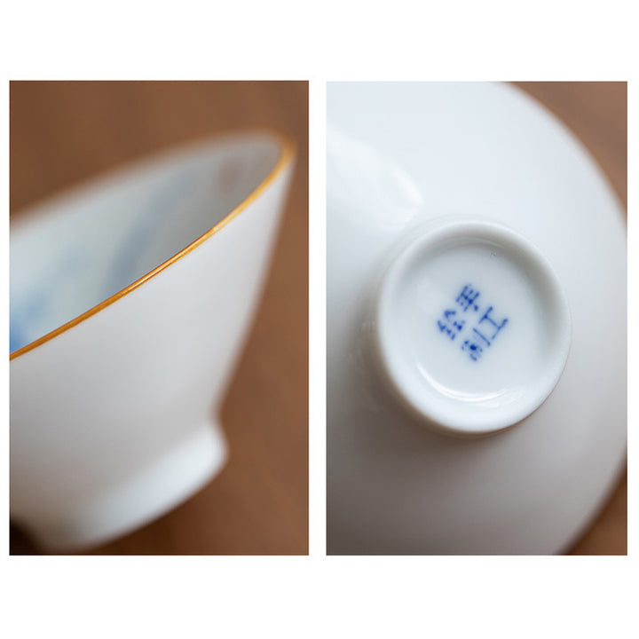 Buddha Stones Mandala Flower Koi Fish Lotus Bird Persimmons Teacup Kung Fu Tea Cup 50ml - image 18