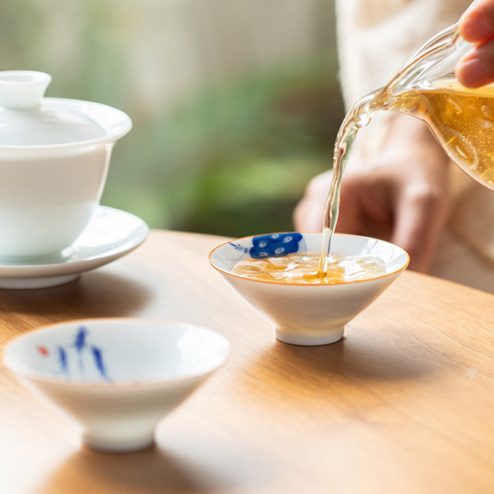 Buddha Stones Mandala Flower Koi Fish Lotus Bird Persimmons Teacup Kung Fu Tea Cup 50ml - image 10