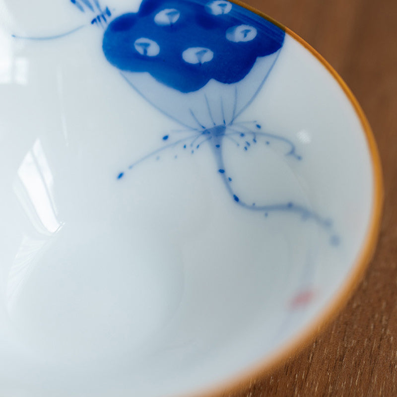 Buddha Stones Mandala Flower Koi Fish Lotus Bird Persimmons Teacup Kung Fu Tea Cup 50ml - image 9