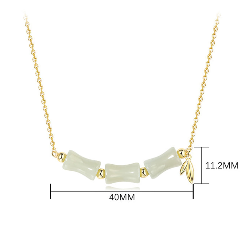 Buddha Stones 925 Sterling Silver Hetian Jade Bamboo Fu Character Prosperity Necklace Pendant Bracelet - image 9