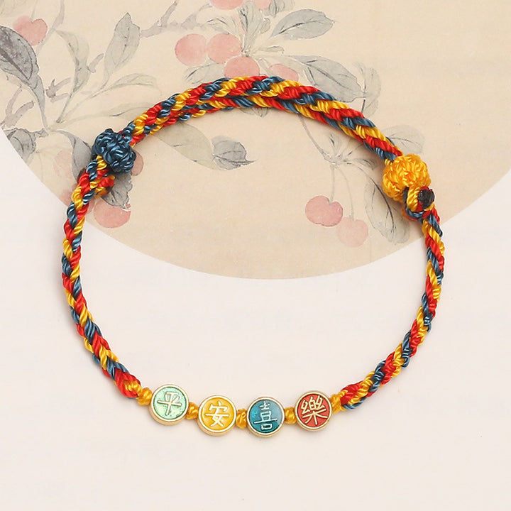 Buddha Stones Handmade Dunhuang Color Thread Peace And Joy Protection Braid String Bracelet - Colorful Rope(Wrist Circumference 14-18cm) - image 0