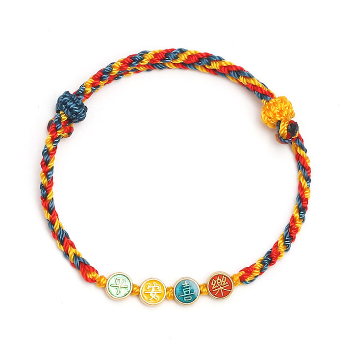 Buddha Stones Handmade Dunhuang Color Thread Peace And Joy Protection Braid String Bracelet - image 6