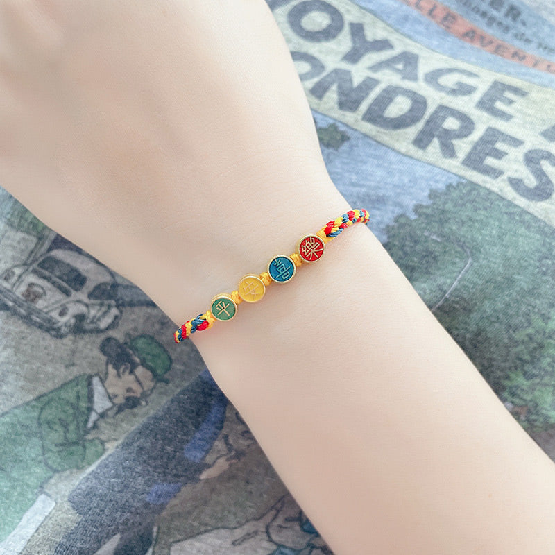 Buddha Stones Handmade Dunhuang Color Thread Peace And Joy Protection Braid String Bracelet - image 7
