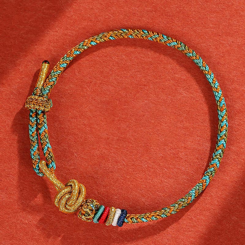 Buddha Stones Handmade Dunhuang Colorful Rope Protection Braid String Bracelet - A Panorama Of Rivers And Mountains Color Rope(Wrist Circumference 14-19cm) - image 12