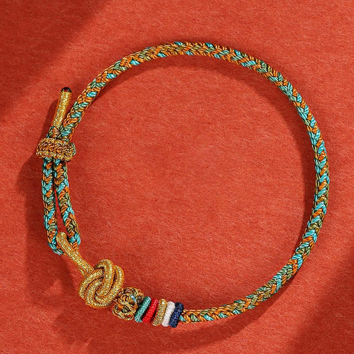 Buddha Stones Handmade Dunhuang Colorful Rope Protection Braid String Bracelet - A Panorama Of Rivers And Mountains Color Rope(Wrist Circumference 14-19cm) - image 12